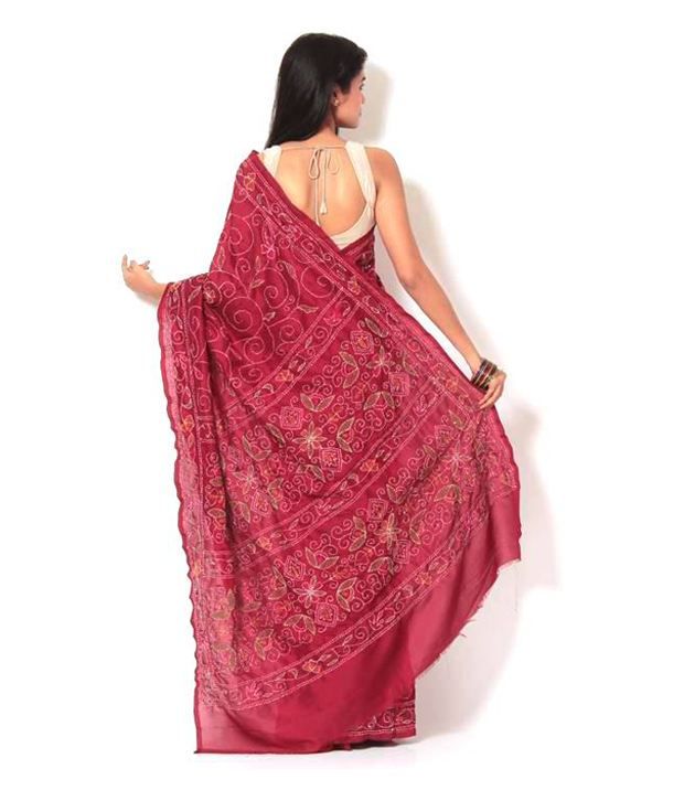 Red And Maroon Kantha Stitch Work Saree Of Bengal By Sanchari Buy Red And Maroon Kantha Stitch Work Saree Of Bengal By Sanchari Online At Low Price Snapdeal Com Give kantha stitch textile art a try! red and maroon kantha stitch work saree