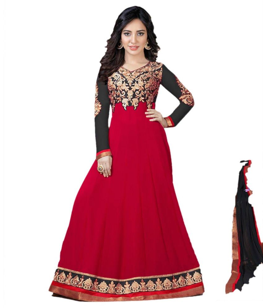 maroon embroidered party wear gown