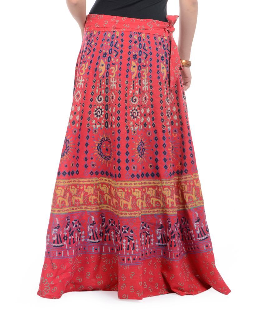 Buy Rajasthani Sarees Red Cotton Skirts Online at Best Prices in India ...