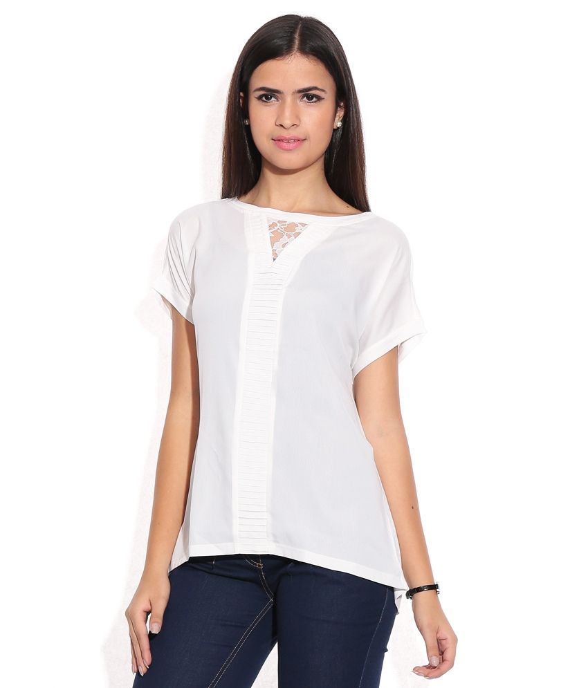 Wills Lifestyle White Poly Crepe Top - Buy Wills Lifestyle ...