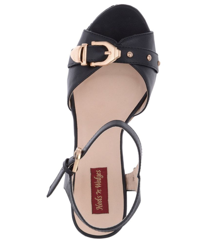 Heels N Wedges Black Wedges Sandals Price In India Buy Heels N Wedges Black Wedges Sandals 