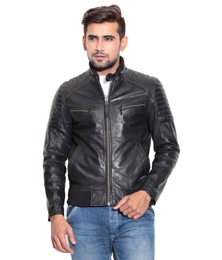 Bareskin Black Men's Leather Jacket - Buy Bareskin Black Men's Leather ...