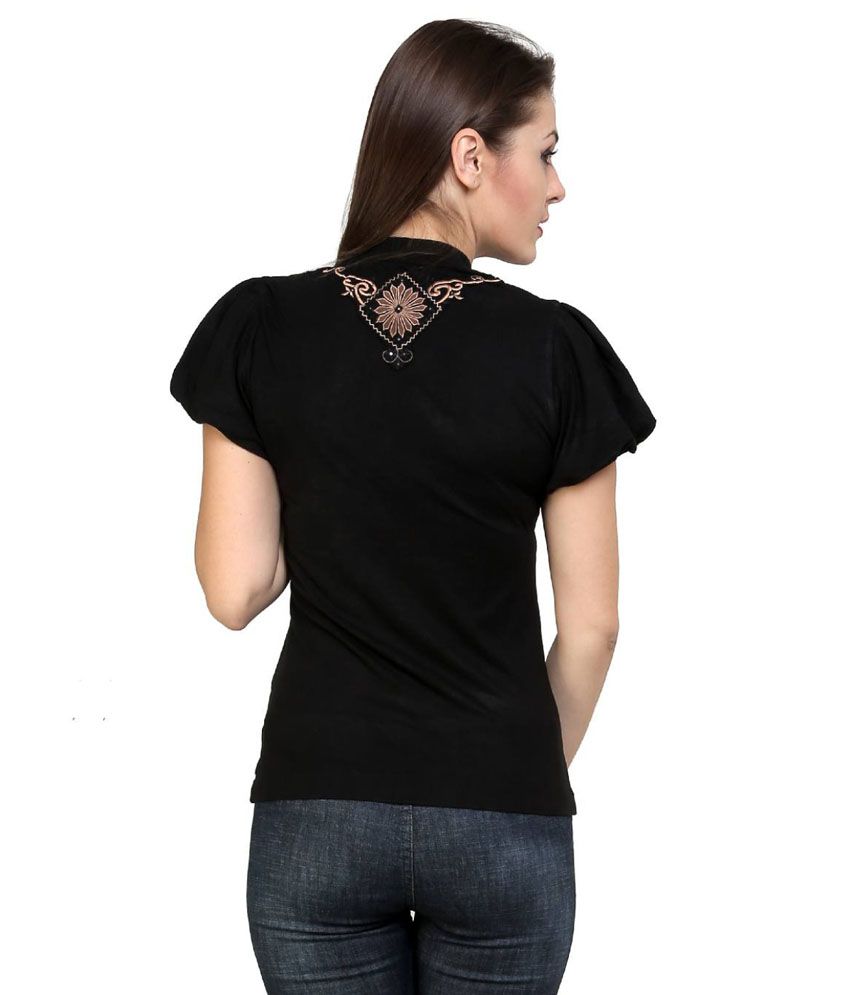 womens black puff sleeve top