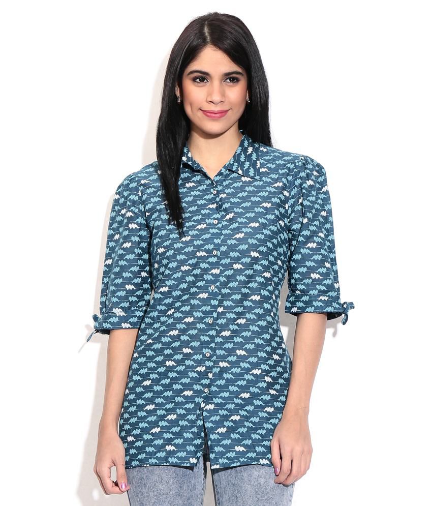 W Blue Cotton Tops - Buy W Blue Cotton Tops Online at Best Prices in ...