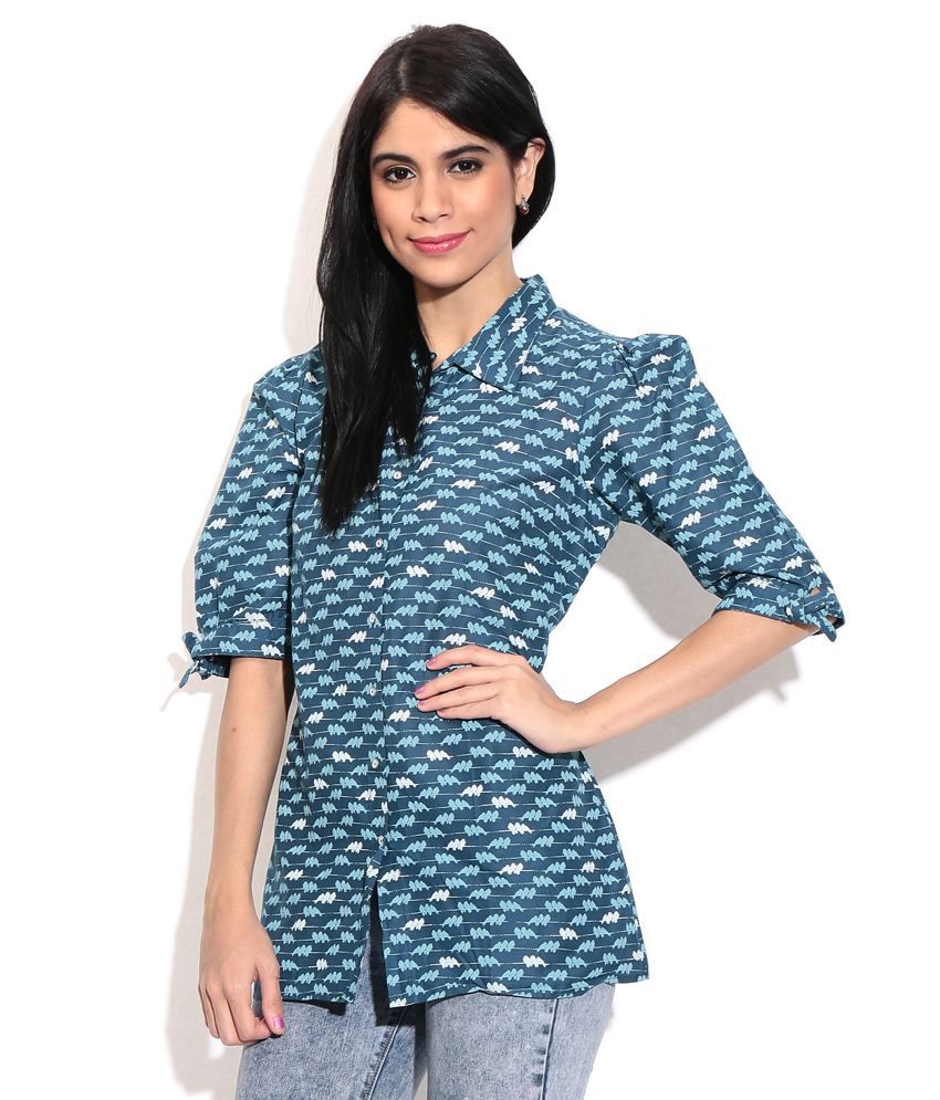 W Blue Cotton Tops - Buy W Blue Cotton Tops Online at Best Prices in ...