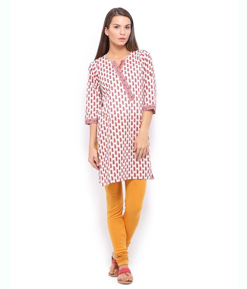 white printed kurti