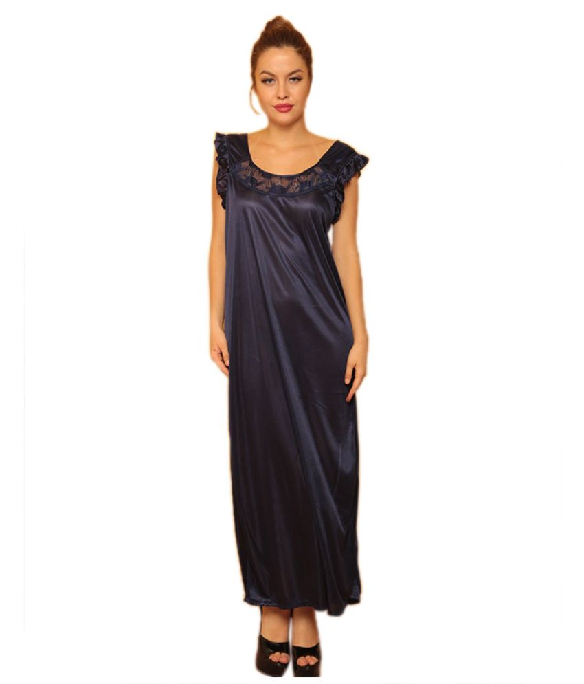 Buy Clovia Navy Satin Nightsuit Sets Pack of 4 Online at Best Prices in ...