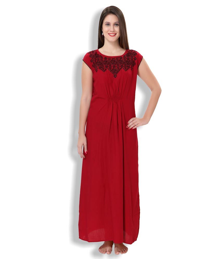 Buy Sand Dune Maroon Lizzy Bizzy Nighty Online at Best Prices in India ...