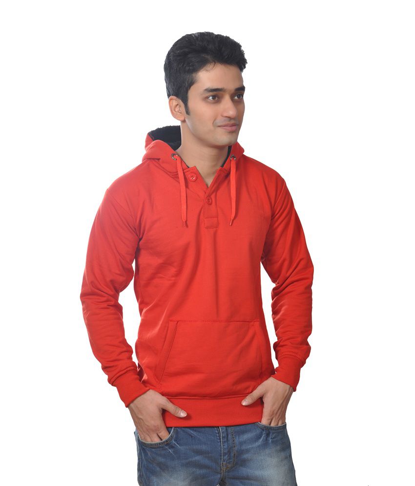     			Vibgyor Full Sleeve Hooded Premium Men's Red Sweat Shirt
