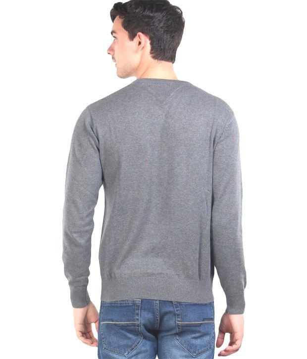 Angelo Litrico Gray Cotton V-neck Full Sleeve Sweater - Buy Angelo ...