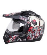 Vega Helmet - Off Road Trible (Black Base with silver Graphics)