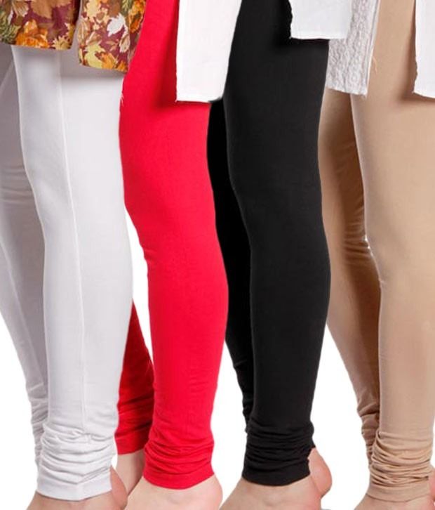Pg Garments Combo Of 4 Leggings Beige,black,white And Red Price in India Buy Pg Garments
