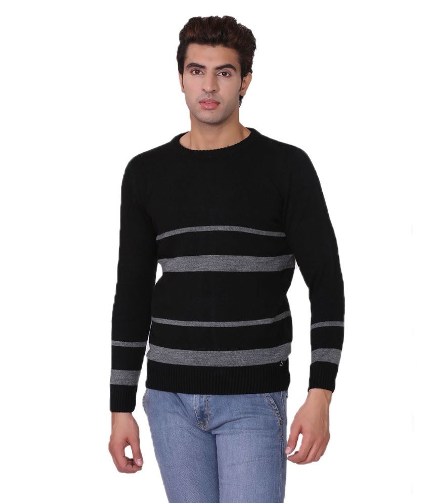 Riverside Black Full Sleeve Acrylic Round Neck Sweater - Buy Riverside ...