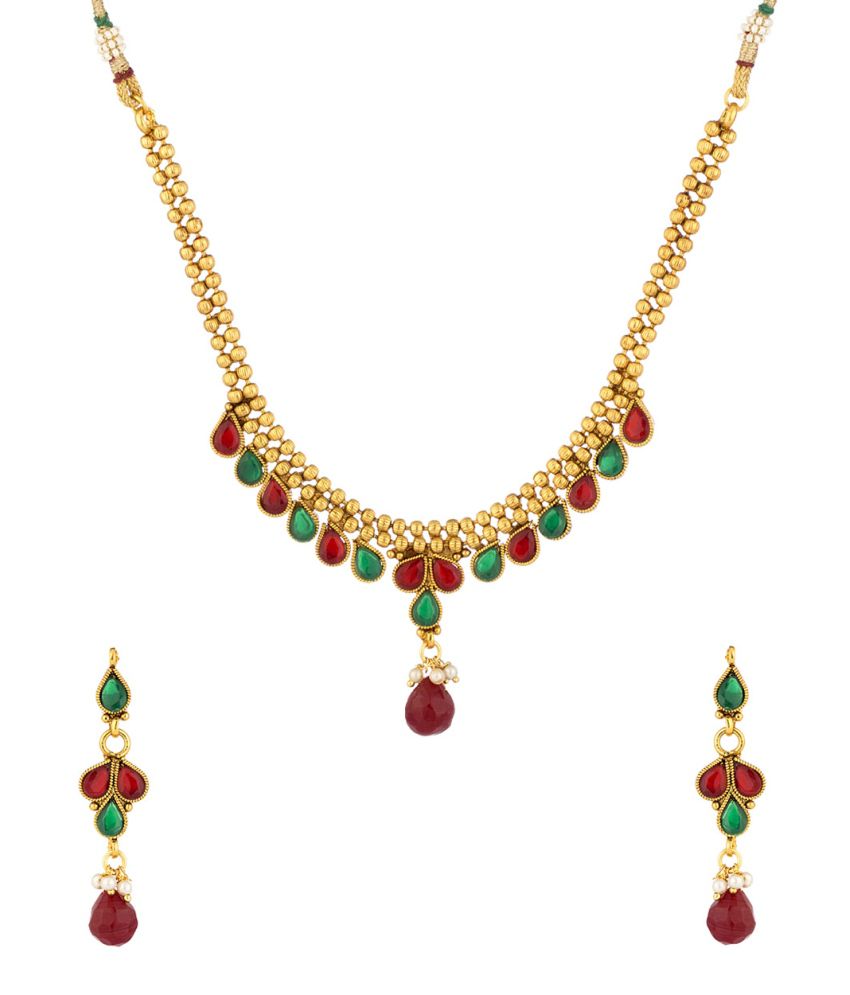 Voylla Gold Party Wear Necklace Set For Women