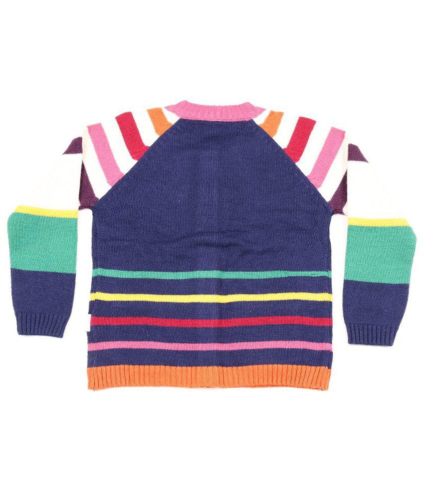 Wingsfield Multicolour Striped Patch Pocket Sweater For Girls - Buy ...