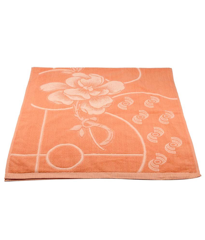 Orange Ruchitra Cotton Bath Towel - Set 