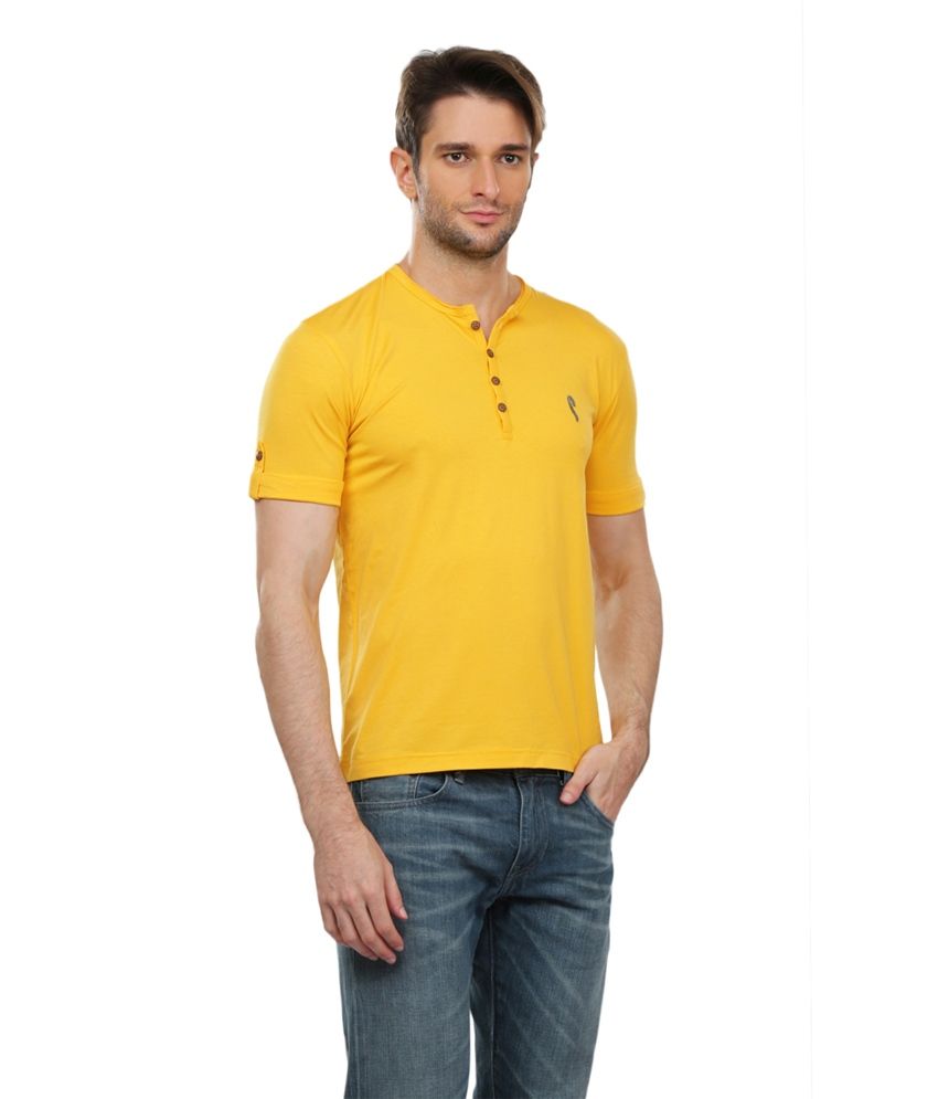Stride Yellow Henley Neck Tshirt Buy Stride Yellow Henley Neck T