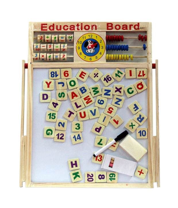 Tootpado 2 In 1 Magnetic Wooden Slate Educational Board With Alphabets ...