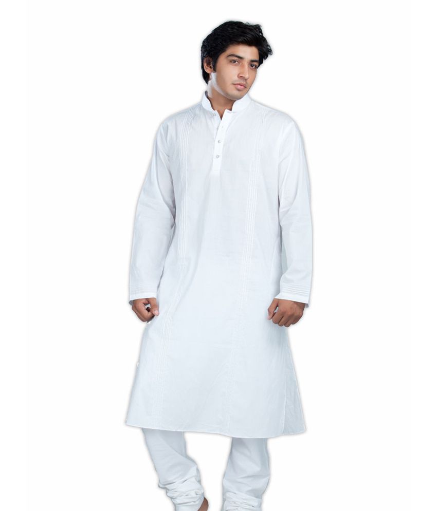 Kataan Bazaar Long Sleeved White Kurta Churidar - Buy Kataan Bazaar ...