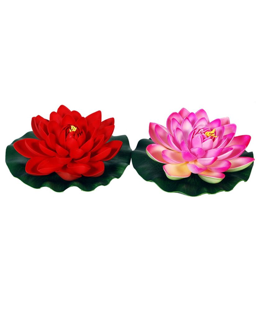     			Orchard Floating Lotus Flower Pink And Red (set Of 2 )