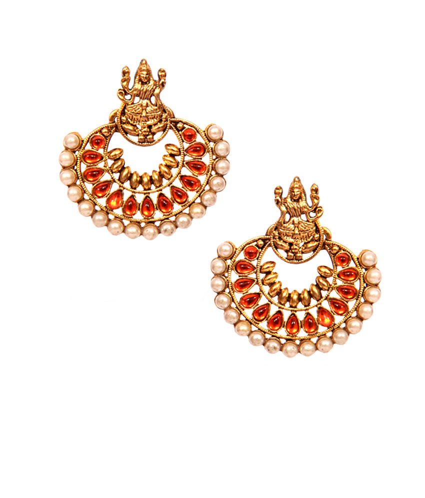 11girls Golden Goddess Lakshmi Temple Design Earring Buy 11girls