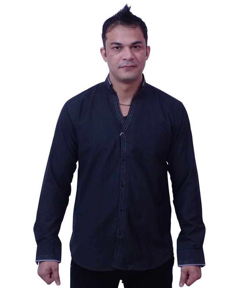 Manzon Black Cotton Blend Slim Fit Partywear Exclusive Desginer Shirt ...