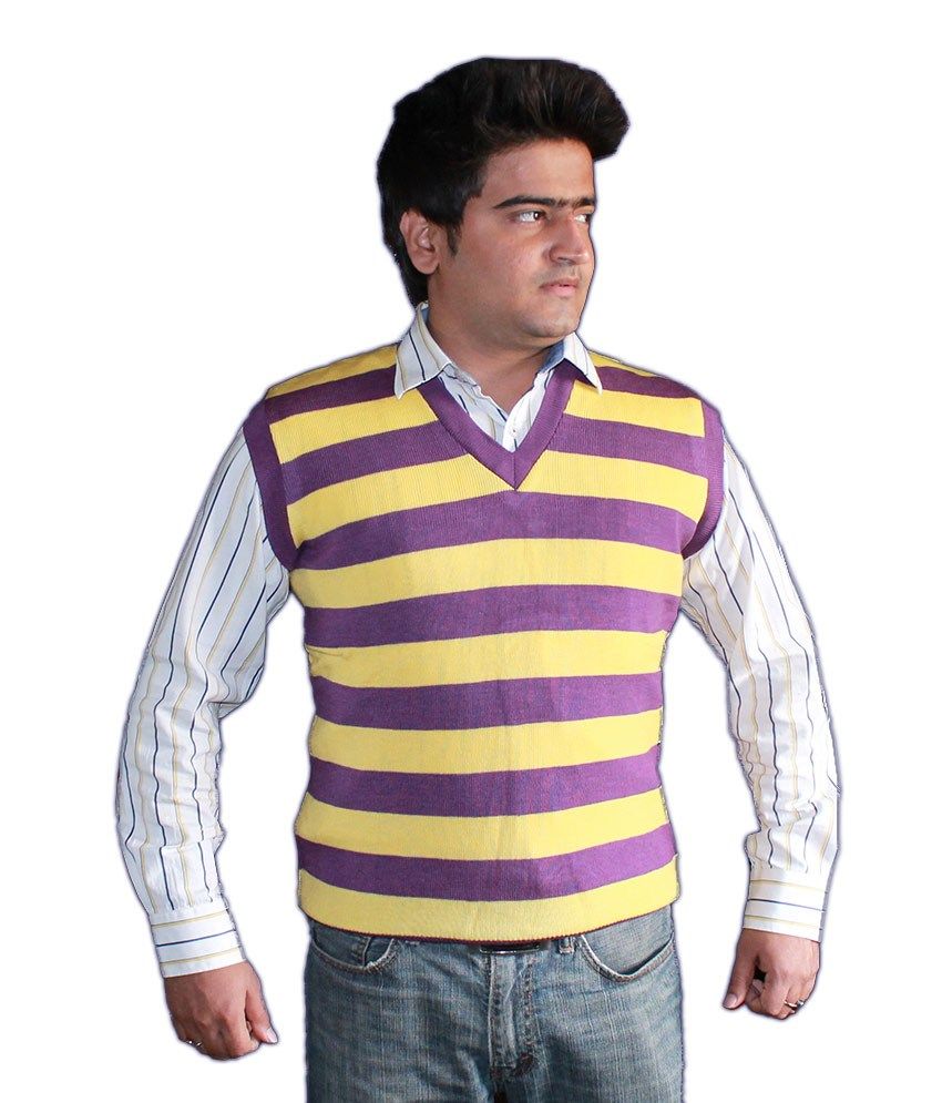 Men Striped Half Sleeves Sweater - Buy 