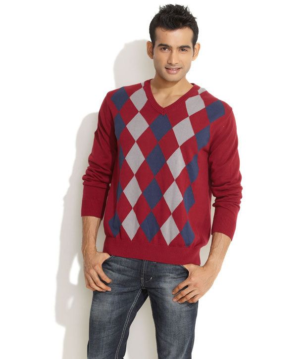 Wrangler Red Argyle Knit Sweater Buy Wrangler Red Argyle Knit Sweater