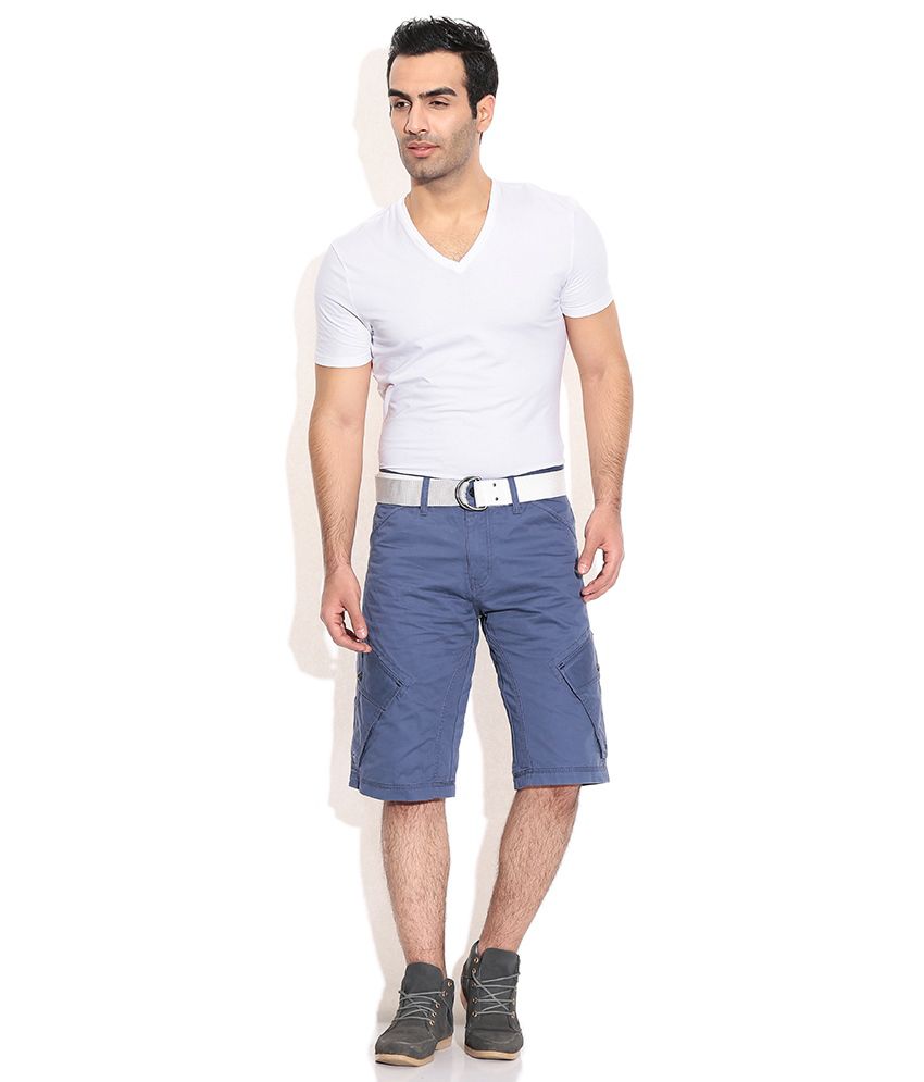 Celio Blue Cotton Solid Shorts - Buy Celio Blue Cotton Solid Shorts ...
