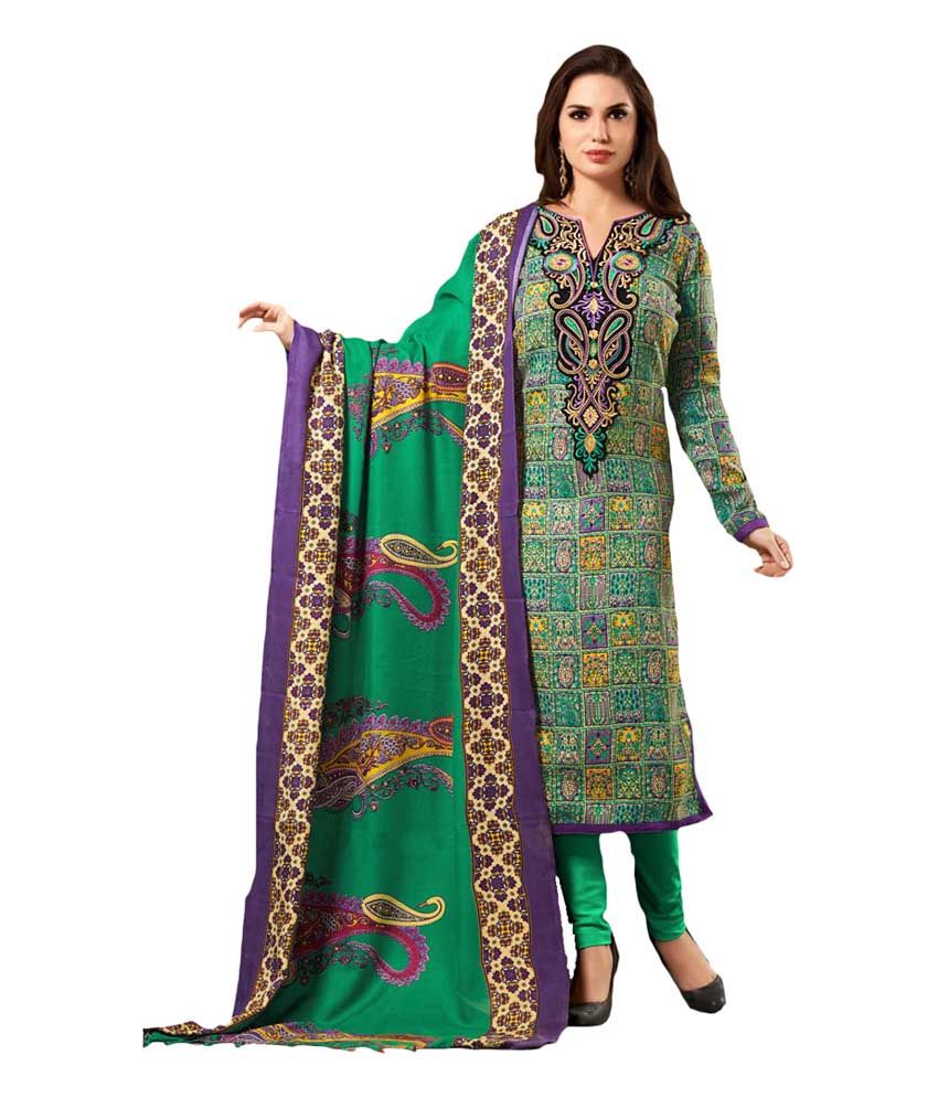 Abhinna Multicolour Kashmiri Work Pakistani Suit Dress Material