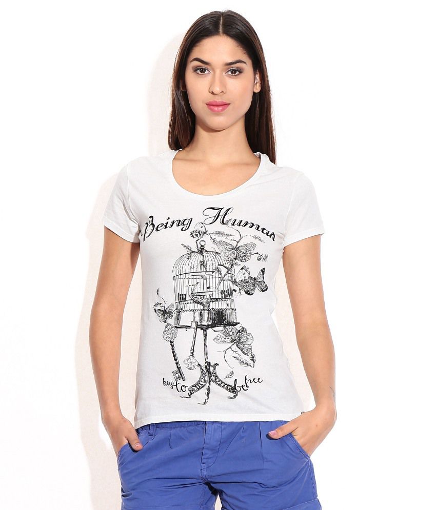 Buy Being Human White Cotton Tees Online at Best Prices in India - Snapdeal