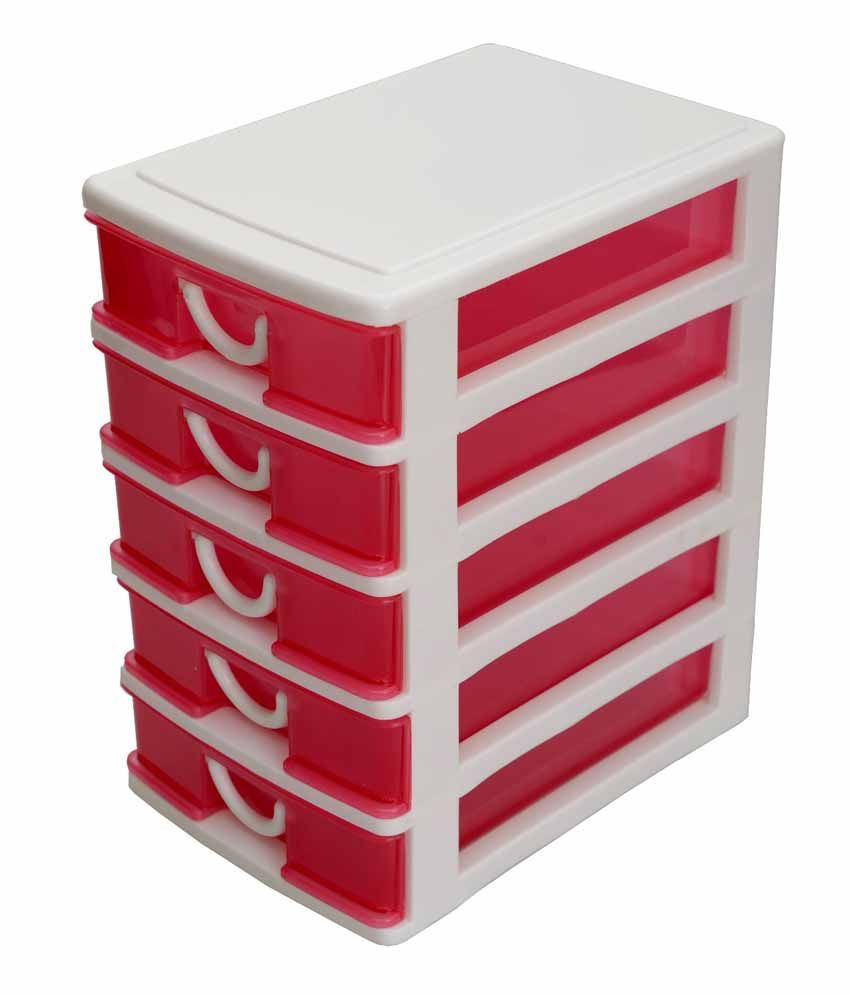 Lifestyle You Premium Plastic Drawers Set With 5 Drawers Pink