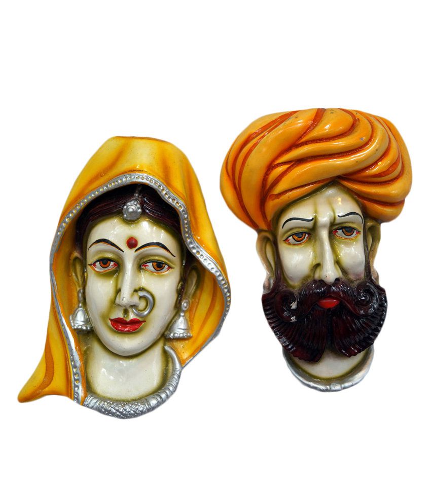 Krafthub Fiber Base Rajasthani Couple Statue Face Mask Buy Krafthub