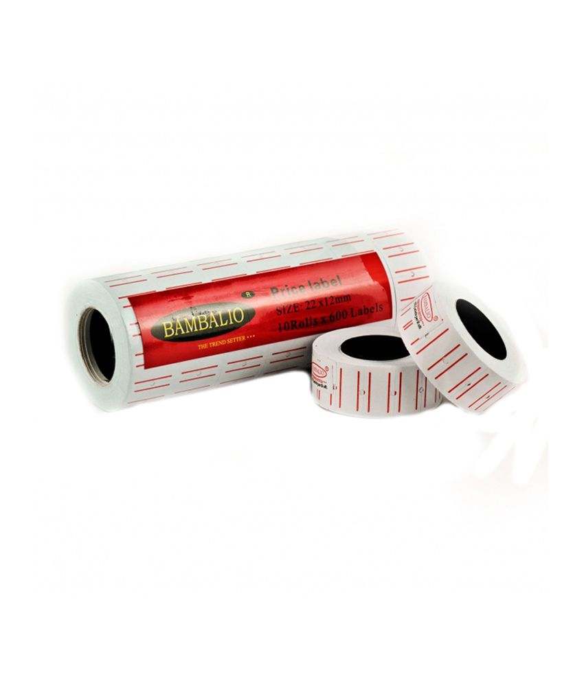     			Bambalio Single Line Price Label Roll (600 Labels per Roll, Packing: 60 Tubes per Carton, Color : White & Red)
