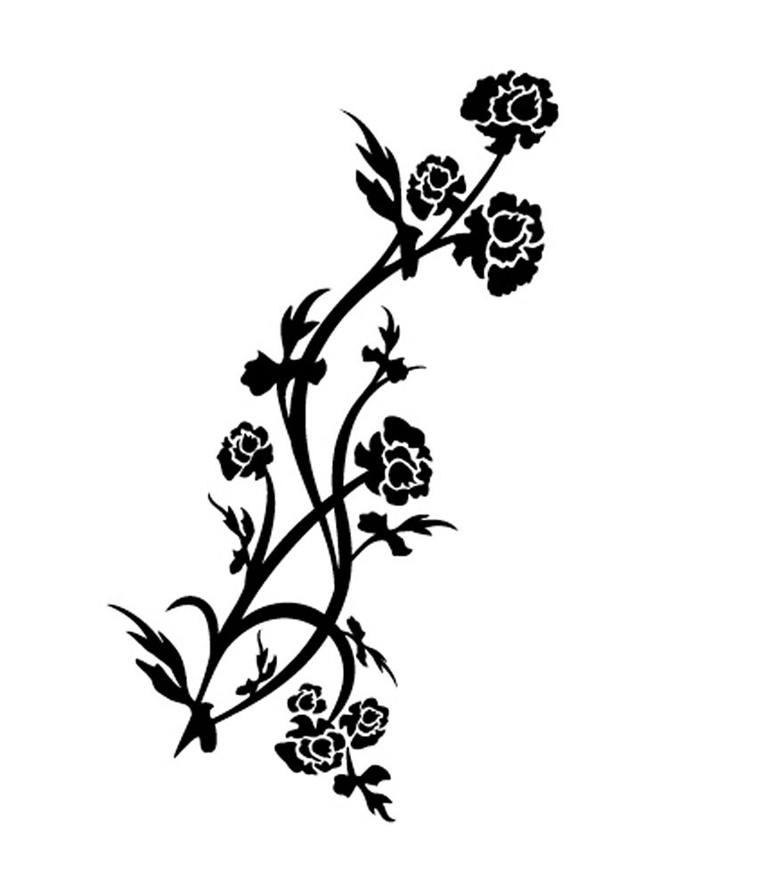 Pindia Black Flower Design Wall Sticker - Buy Pindia Black Flower