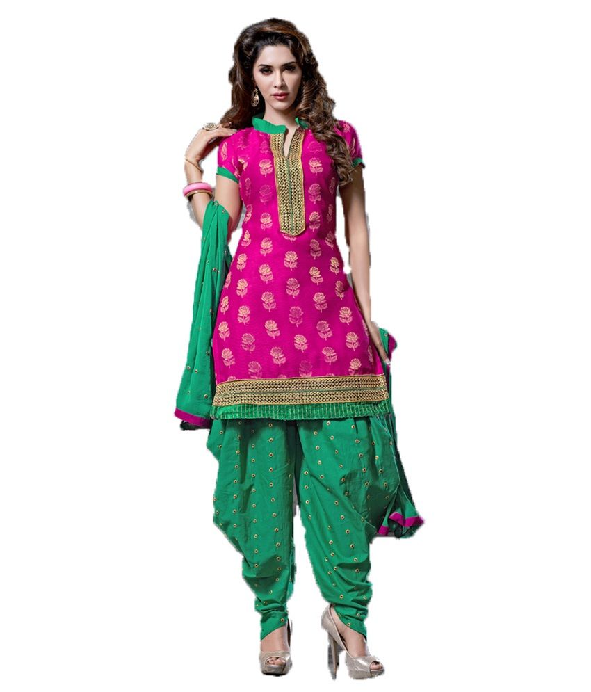 Party Wear Dresses Multi Color Chanderi Unstitched Dress Material Buy