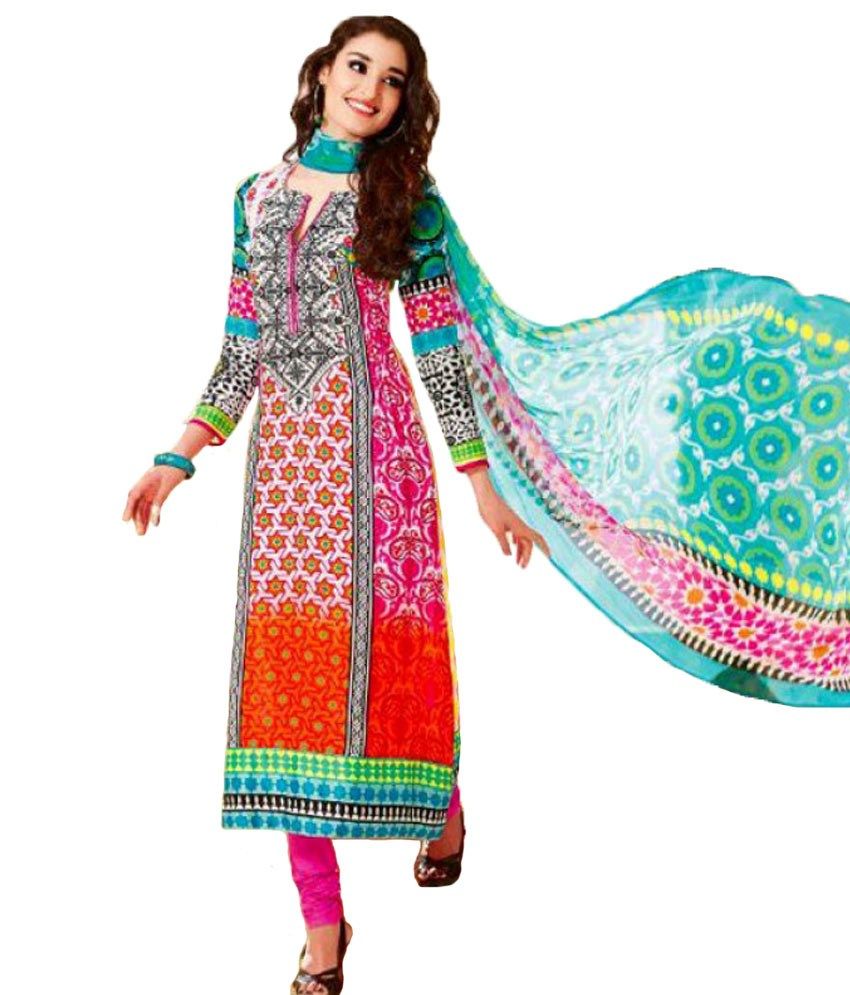 Alicolours Multicolor Embroidered Woolen Dress Material - Buy ...