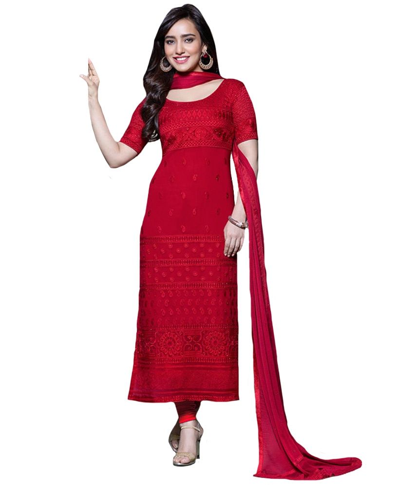 red georgette frock
