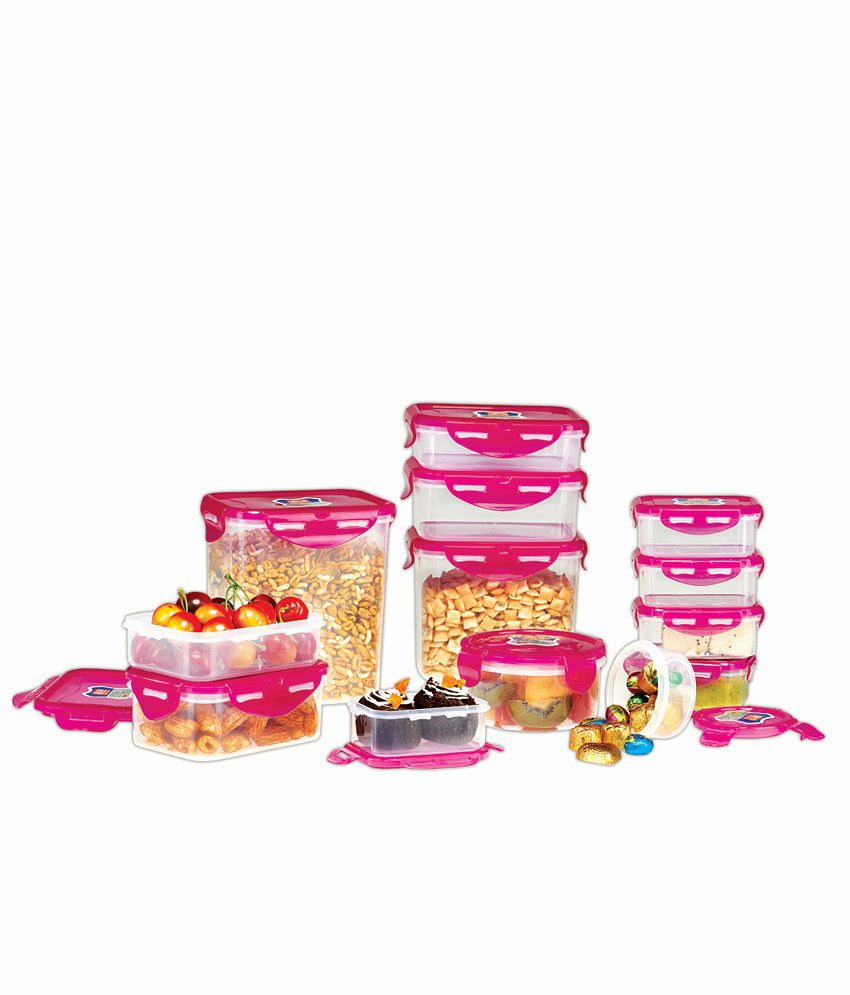     			Ruchi Housewares Plastic Pink Super Lock & Seal Kitchen Containers (set Of 13)