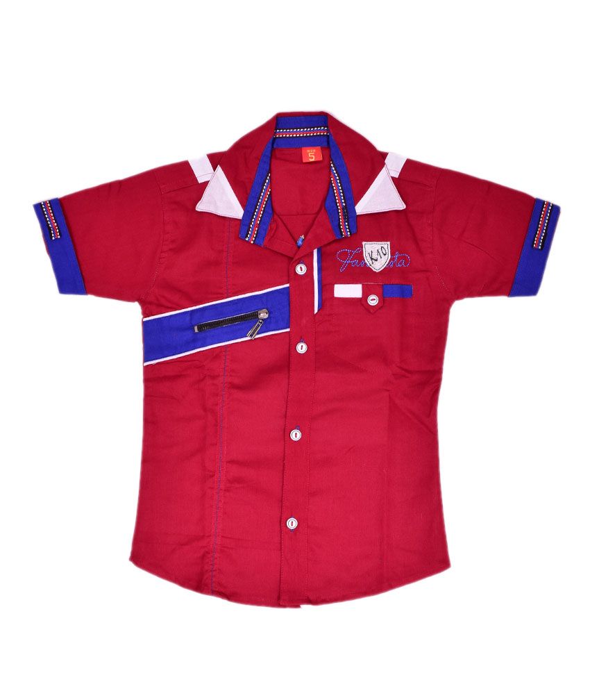     			British Terminal 100% Cotton Half Sleeves Shirt ( Red )