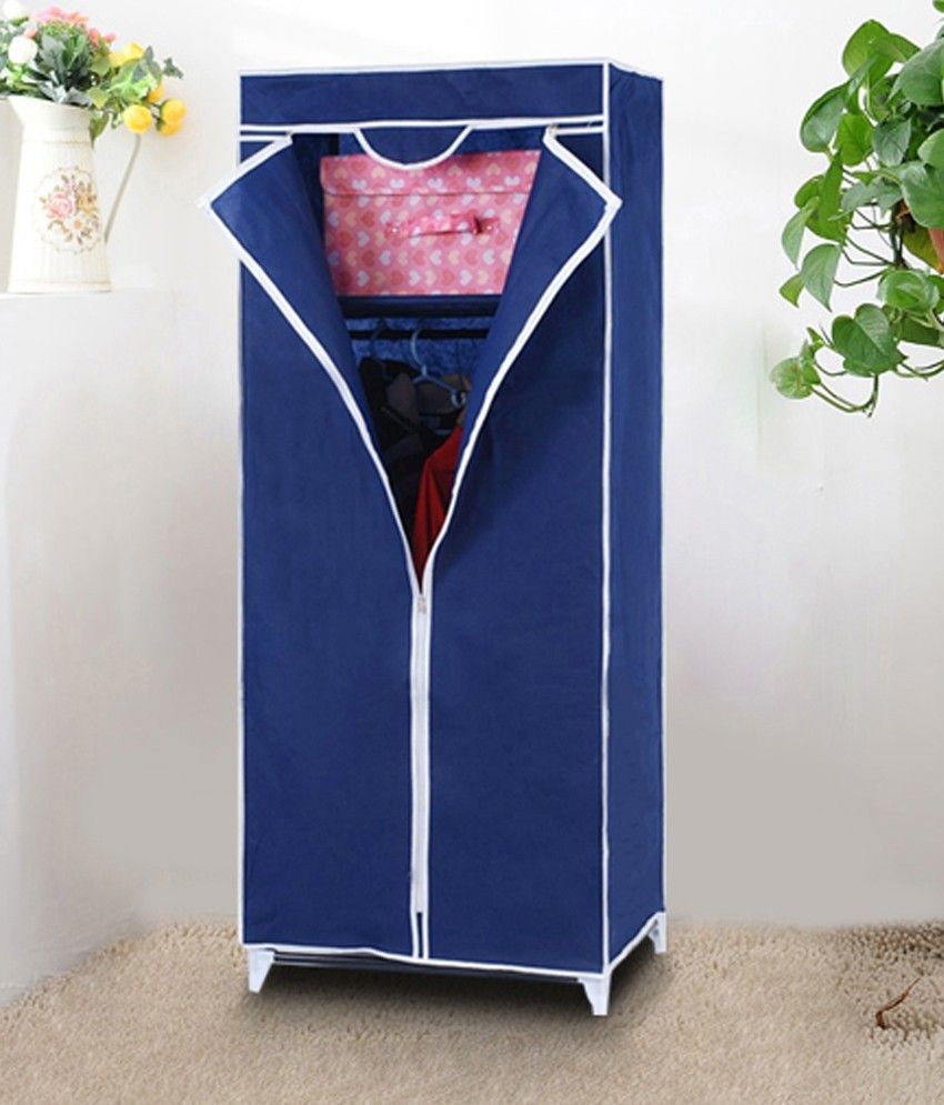 Pindia Fancy & Portable Foldable Blue Closet Wardrobe Cabinet With Free ...