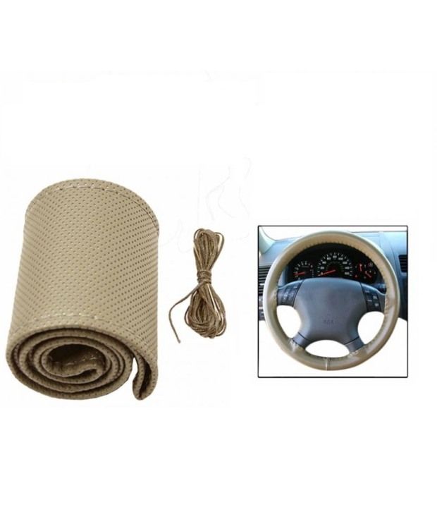 Autosun Leather Car Steering Wheel Cover Beige Maruti Suzuki Wagon R