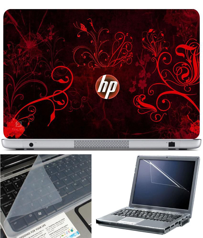     			Finearts Textured Laptop Skin With Key Guard And Screen Protector - Hp Orange Wallpaper Printed