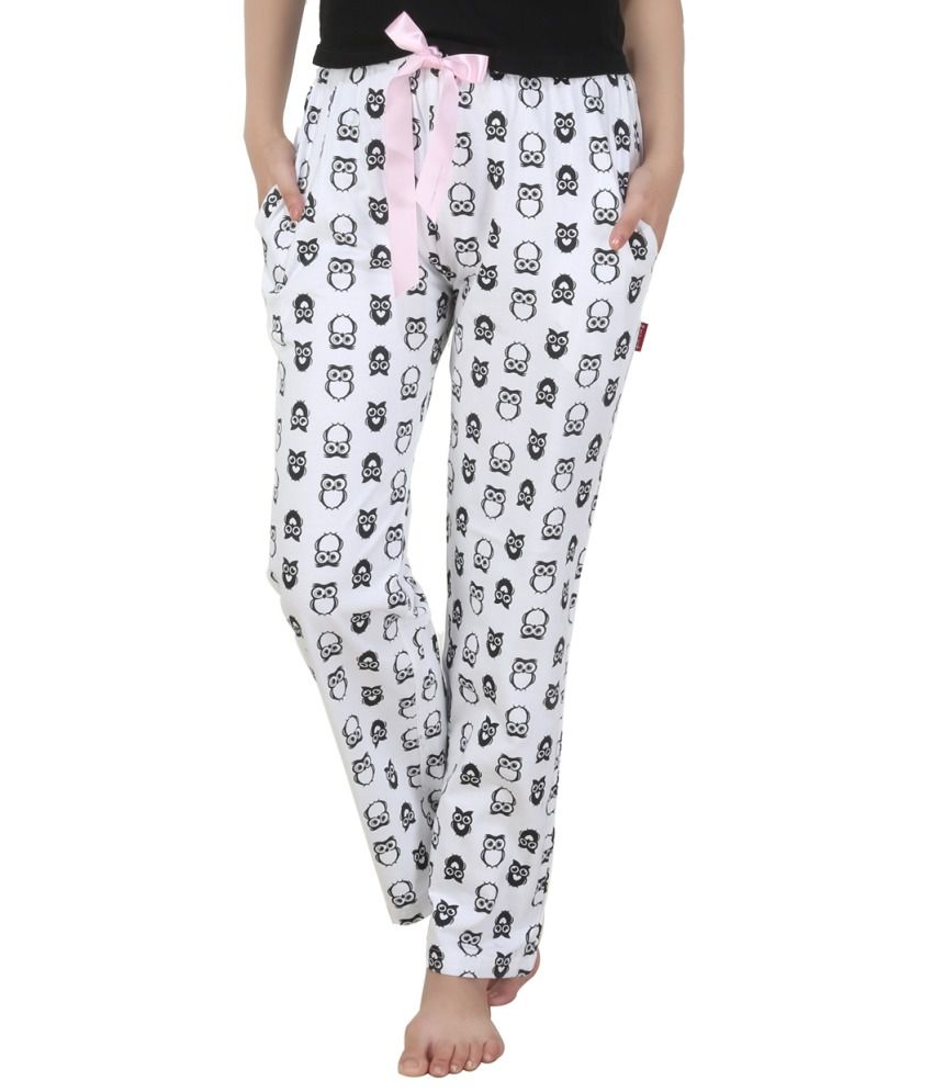 Buy Nite Flite White Cotton Pajamas Online at Best Prices in India ...
