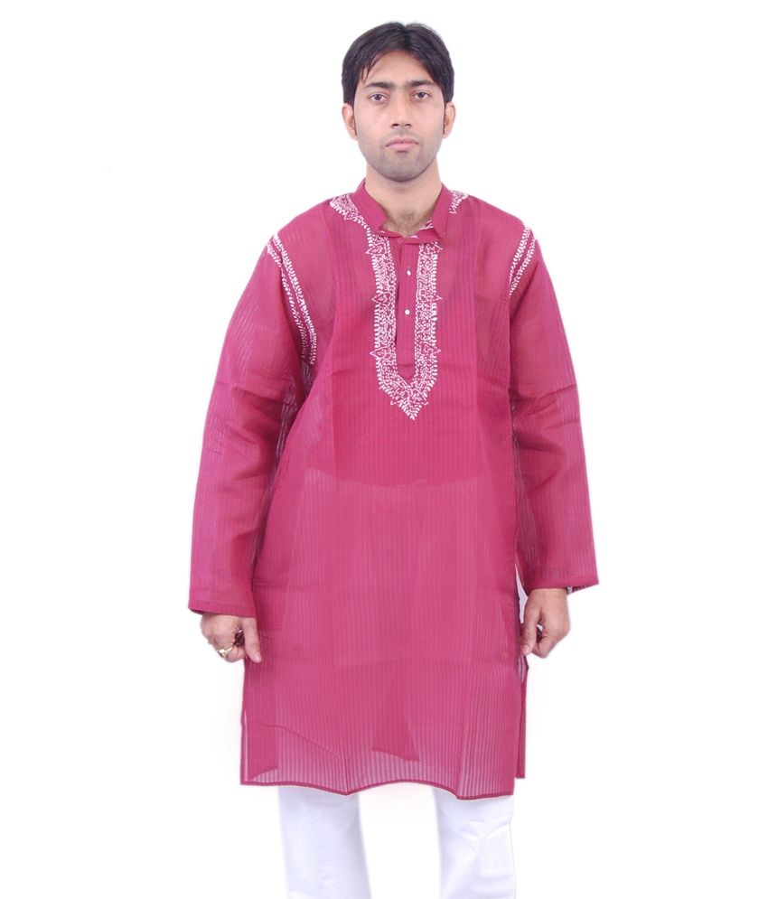 maroon chikan kurti
