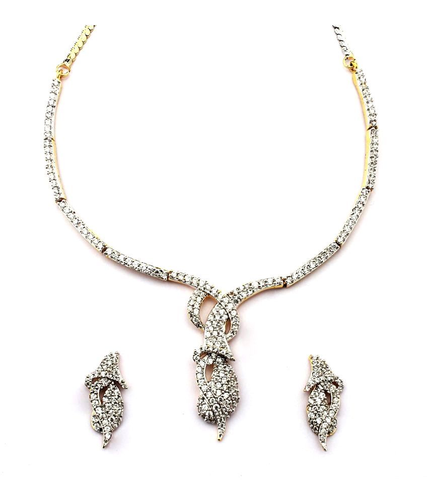 wedding american diamond necklace set