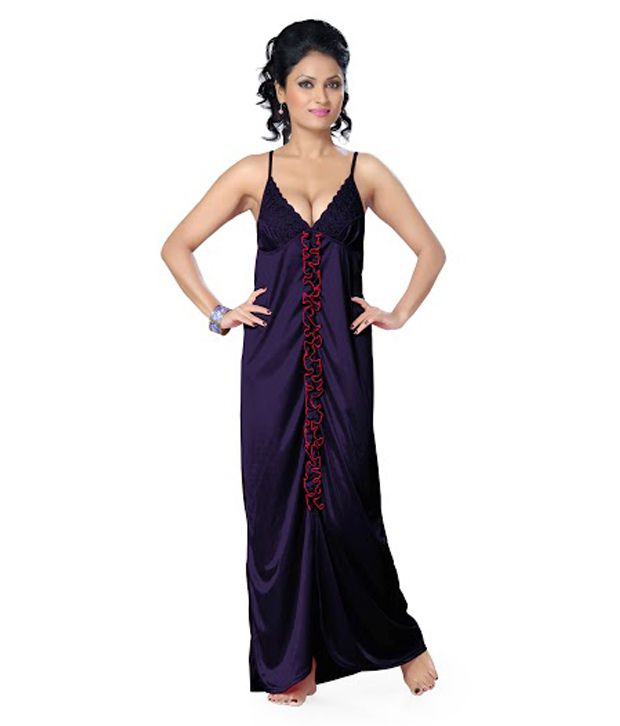 Buy Go Glam Satin Nighty And Night Gowns Purple Online At Best Prices