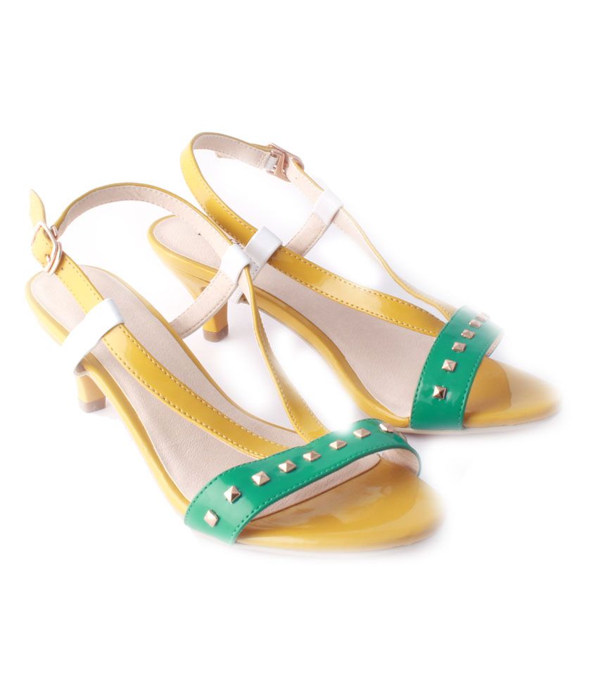 yellow peep toe sandals