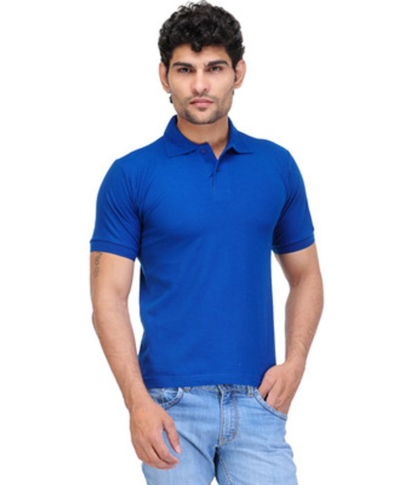 Fab Univ Blue Cotton Polo T-shirt - Buy Fab Univ Blue Cotton Polo T ...