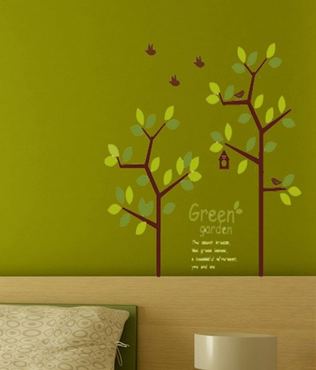     			Asmi Collection Pvc Wall Stickers Beautiful Green Tree And Birds